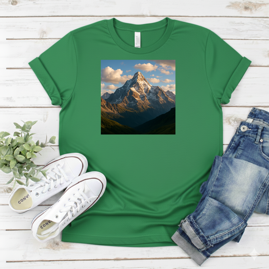 Printify T-Shirt Mountain Peak Scenic Mountain Peak Scenic