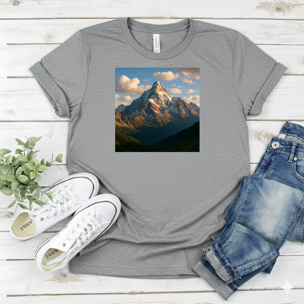 Printify T-Shirt Mountain Peak Scenic Mountain Peak Scenic