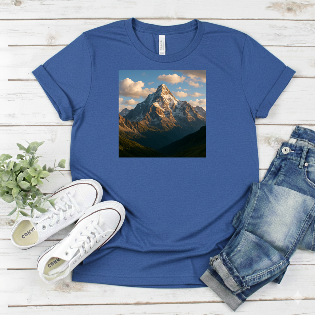 Printify T-Shirt Mountain Peak Scenic Mountain Peak Scenic