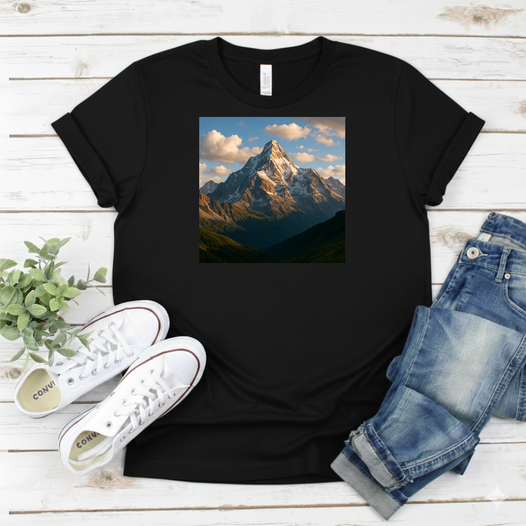 Printify T-Shirt Mountain Peak Scenic Mountain Peak Scenic