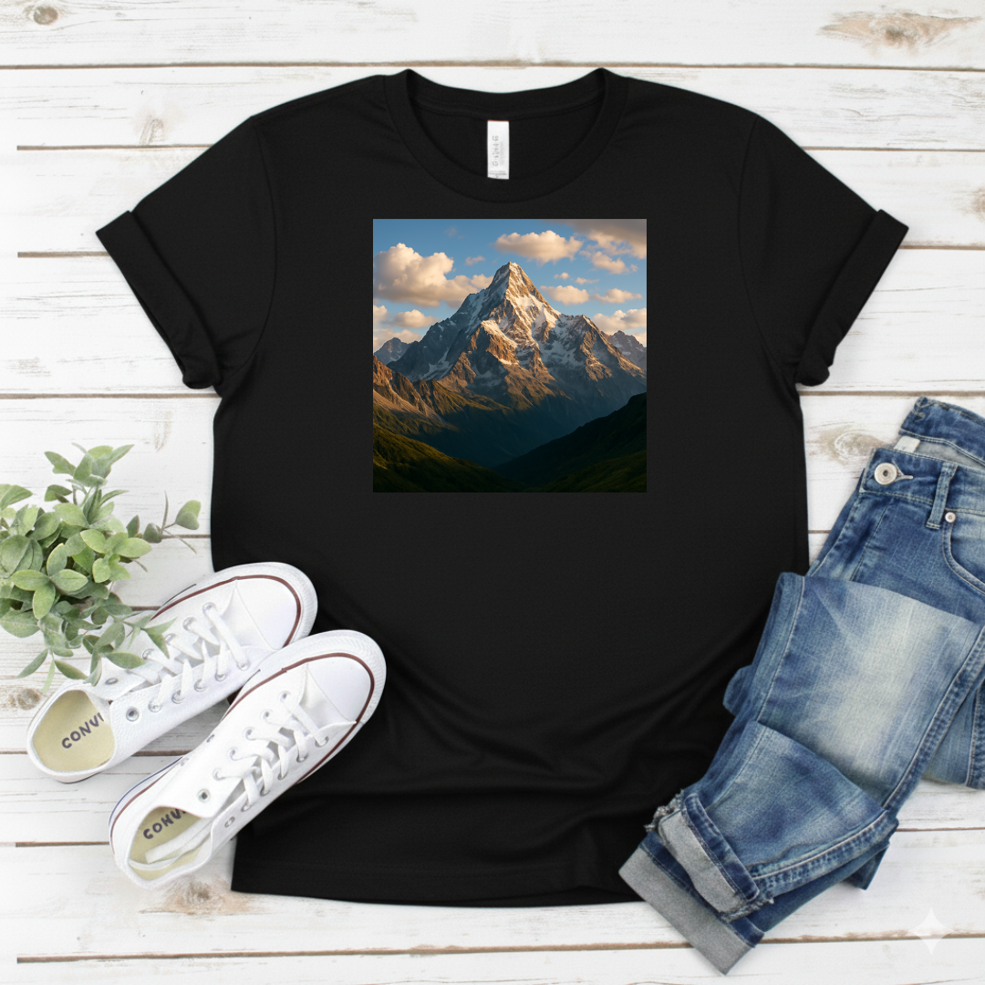Printify T-Shirt Mountain Peak Scenic Mountain Peak Scenic