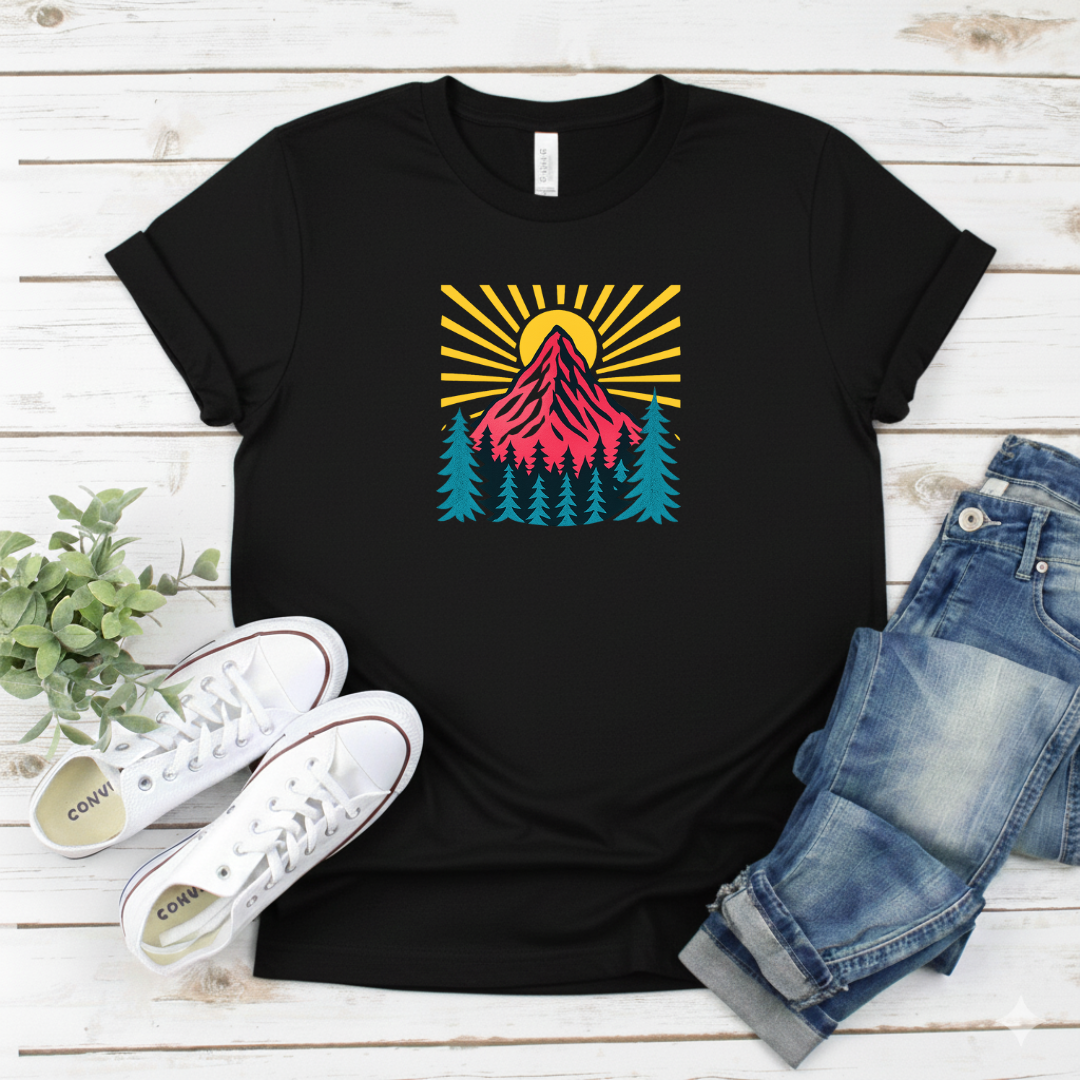 Printify T-Shirt Mountain Sunrise T-Shirt Mountain Sunrise T-Shirt