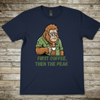 Printify T-Shirt Navy / S First Coffee T-Shirt First Coffee T-Shirt