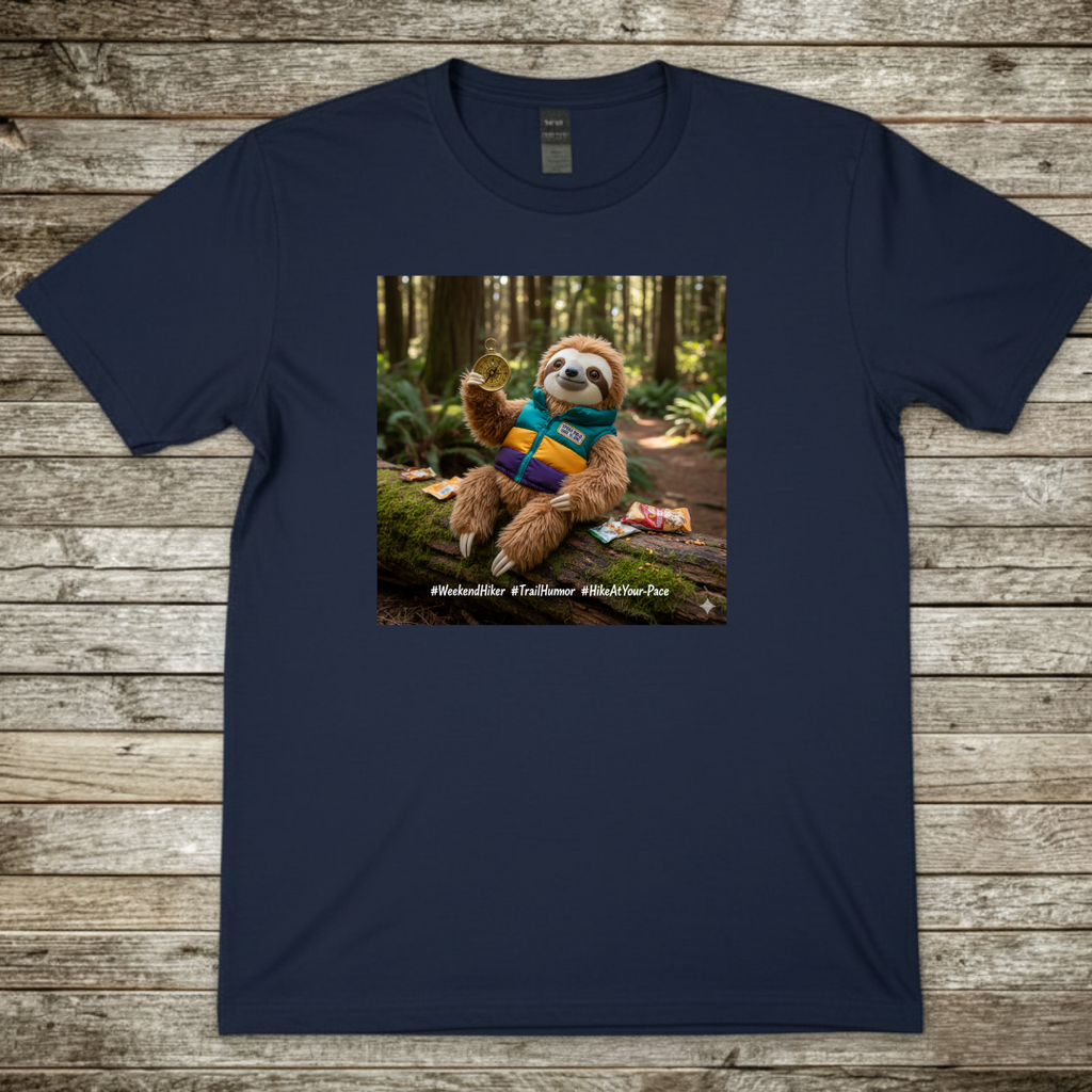Printify T-Shirt Navy / S Happy Sloth T-Shirt Happy Sloth T-Shirt