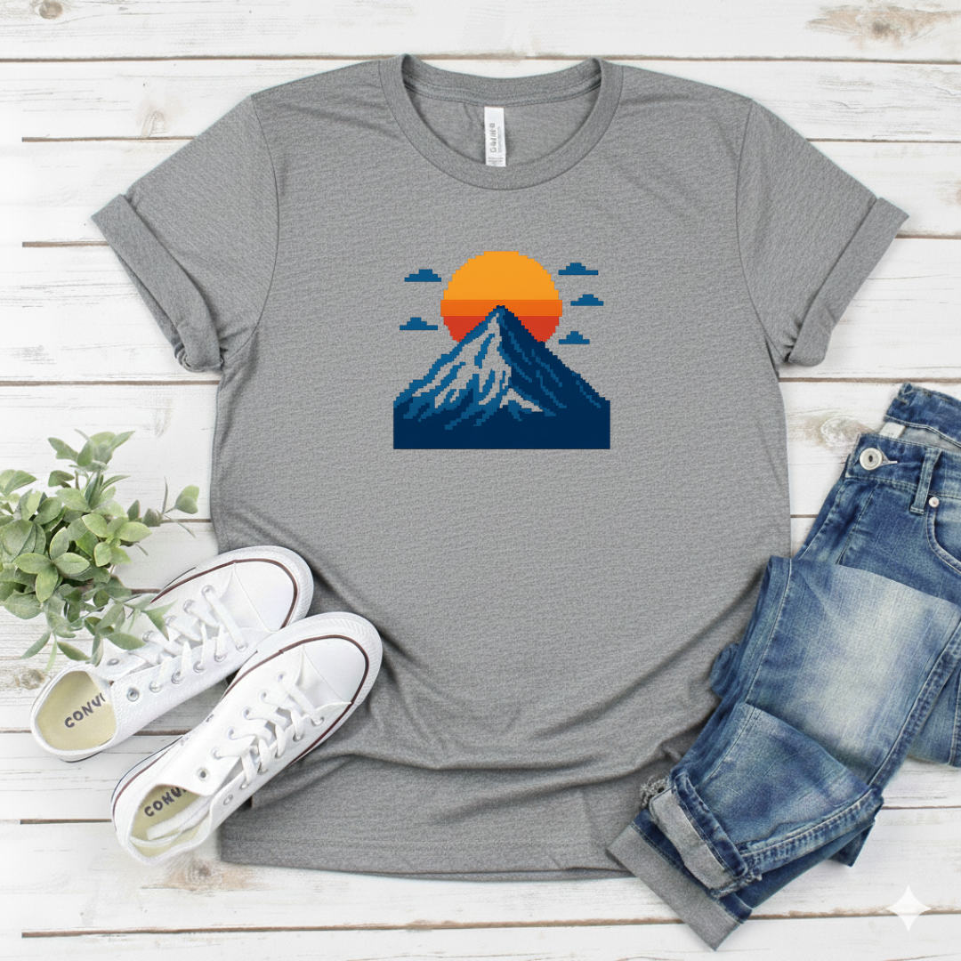 Printify T-Shirt Pixel Mountain Sunset Pixel Mountain Sunset