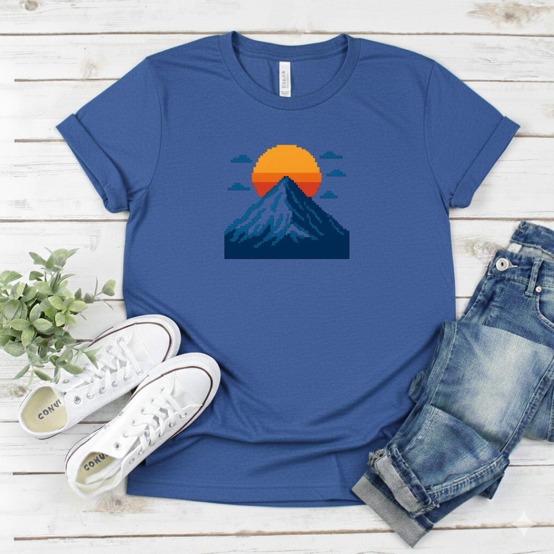 Printify T-Shirt Pixel Mountain Sunset Pixel Mountain Sunset