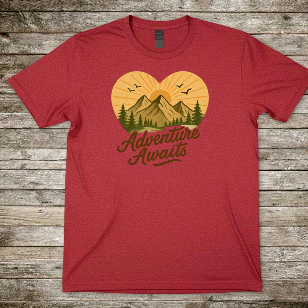 Printify T-Shirt Red / S Adventure Awaits T-Shirt Adventure Awaits T-Shirt