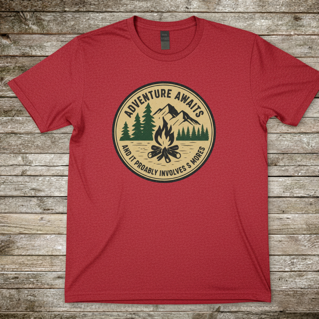 Printify T-Shirt Red / S Adventure Awaits T-Shirt Adventure Awaits T-Shirt