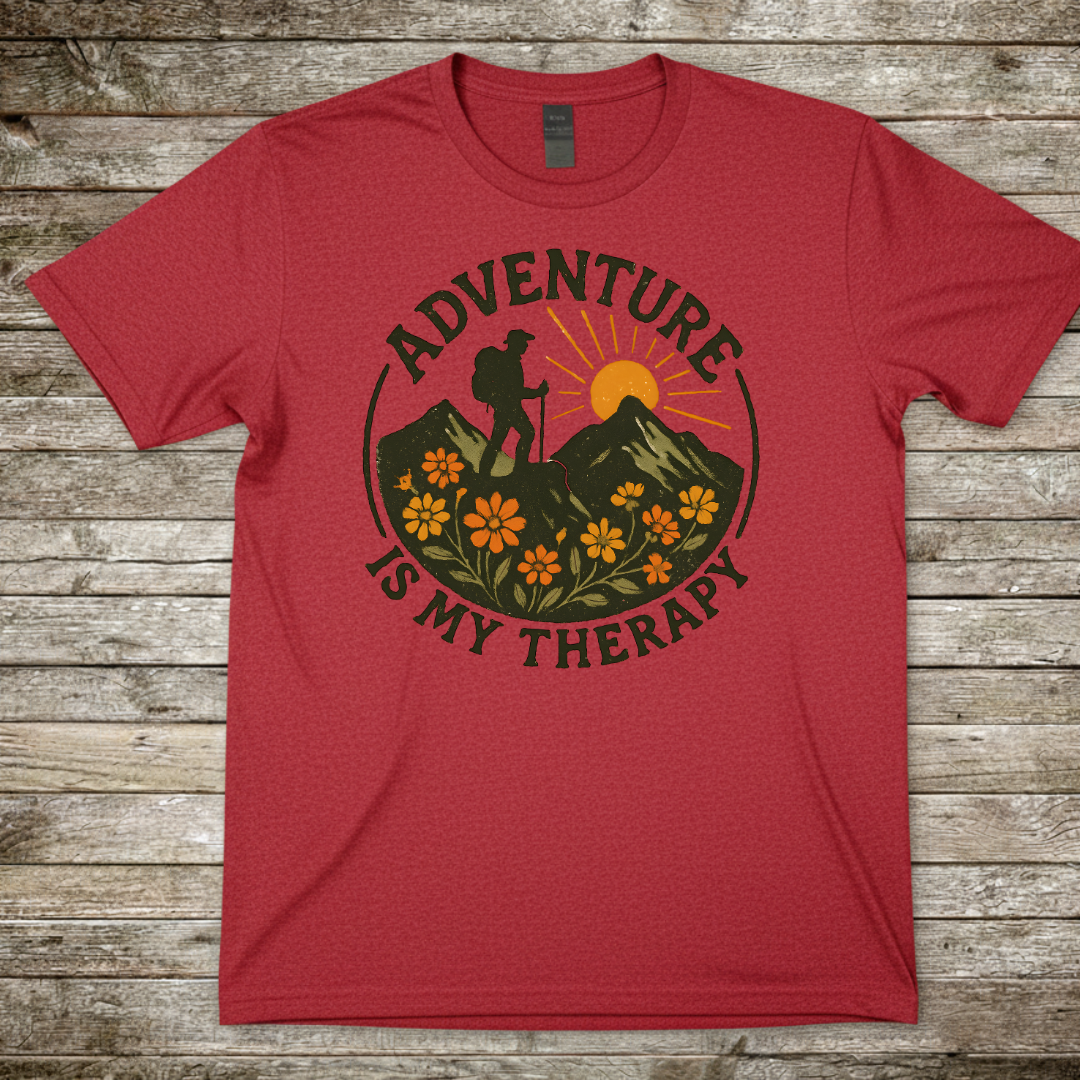 Printify T-Shirt Red / S Adventure Is My Therapy T-Shirt Adventure Is My Therapy T-Shirt