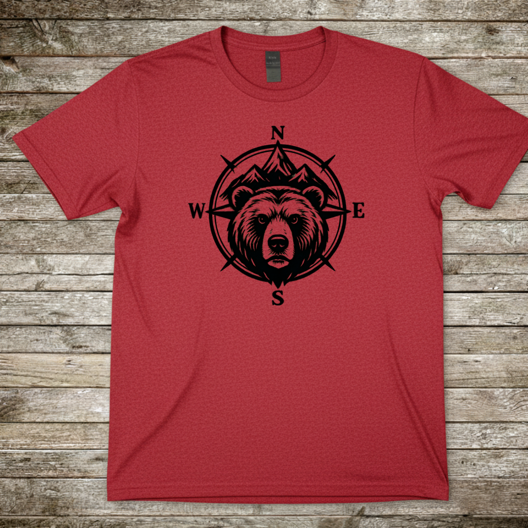 Printify T-Shirt Red / S Bear Compass T-Shirt Bear Compass T-Shirt