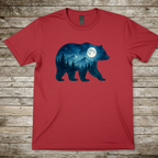 Printify T-Shirt Red / S Bear Silhouette Moonlit Forest T-Shirt Bear Silhouette Moonlit Forest T-Shirt