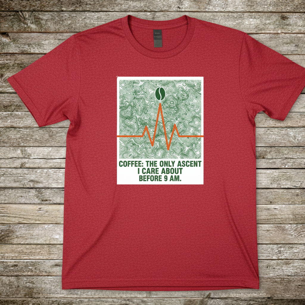 Printify T-Shirt Red / S Coffee The Only Ascent I Do Before 9am Coffee The Only Ascent I Do Before 9am