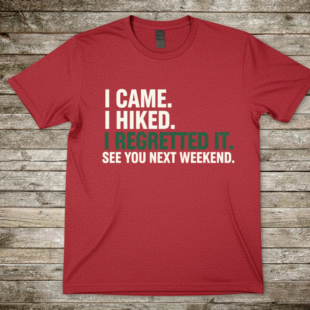 Printify T-Shirt Red / S I Came, I Hiked T-Shirt I Came, I Hiked T-Shirt