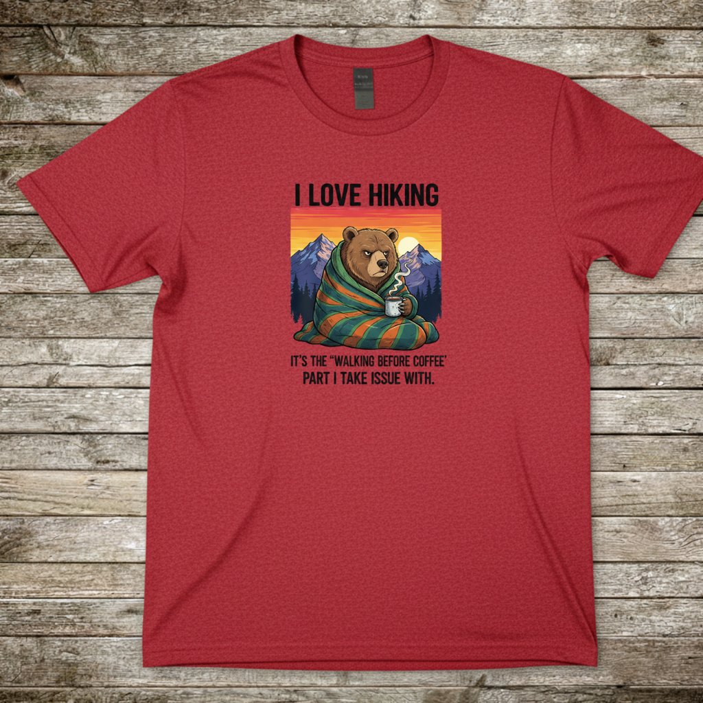Printify T-Shirt Red / S I Love Hiking I Love Hiking
