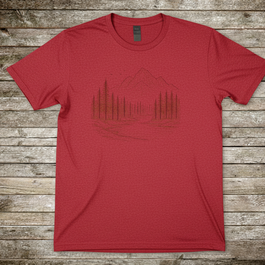 Printify T-Shirt Red / S Minimal Forest Landscape T-Shirt Minimal Forest Landscape T-Shirt