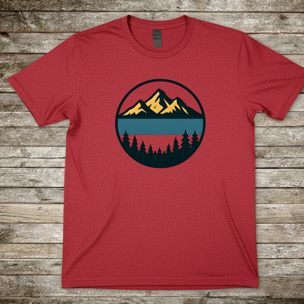 Printify T-Shirt Red / S Mountain Lake Graphic T-Shirt Mountain Lake Graphic T-Shirt