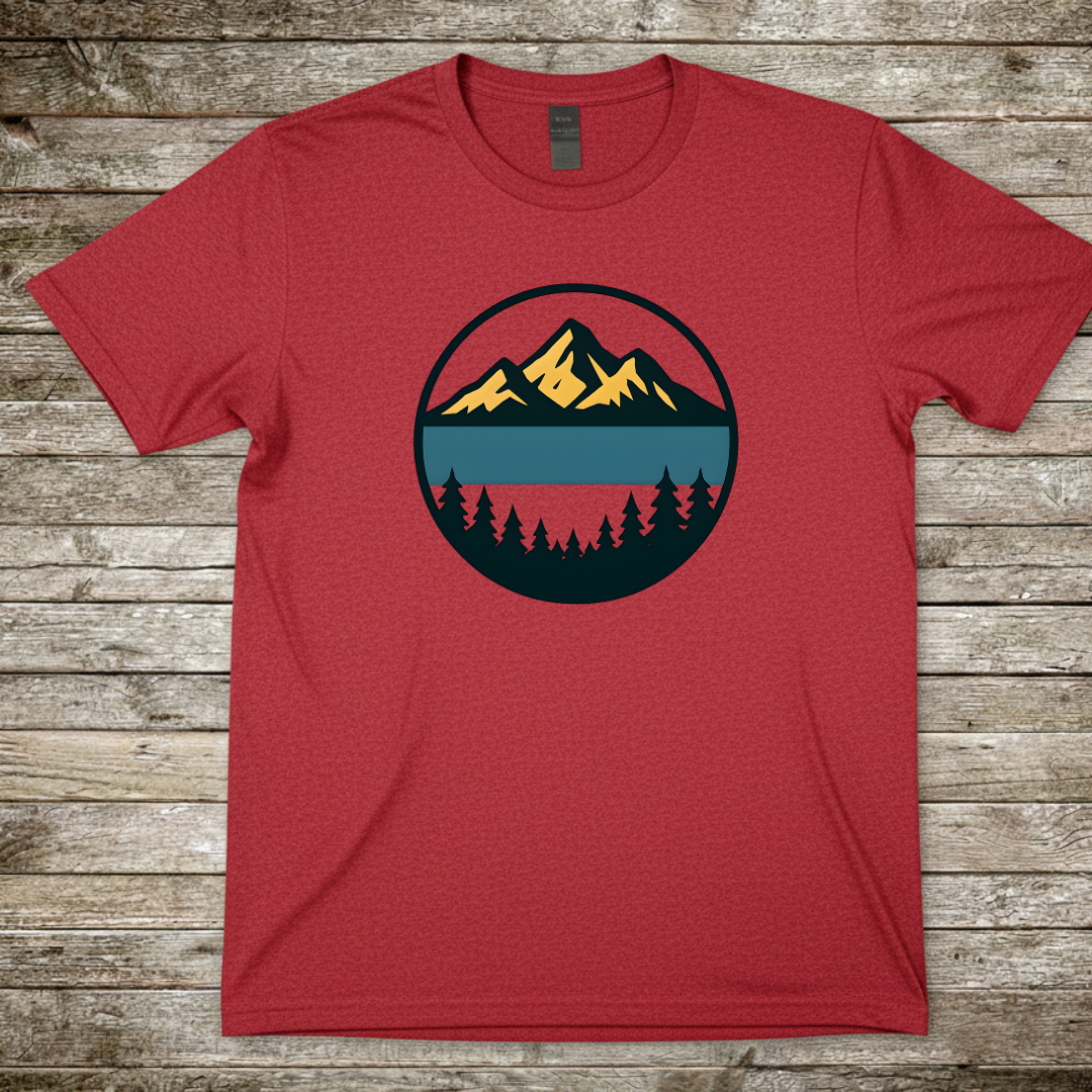 Printify T-Shirt Red / S Mountain Lake Graphic T-Shirt Mountain Lake Graphic T-Shirt