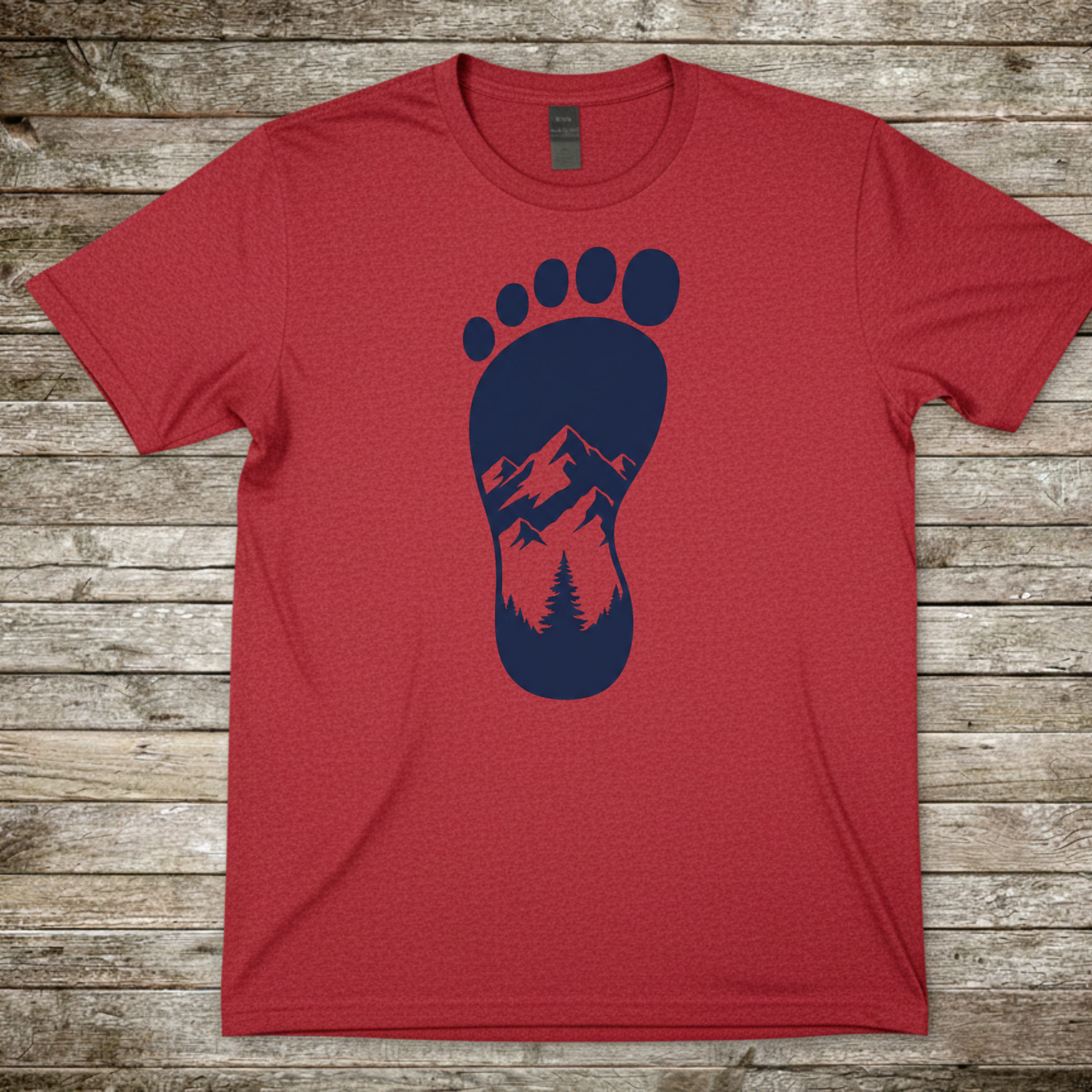 Printify T-Shirt Red / S Mountain Trail Footprint T-Shirt Mountain Trail Footprint T-Shirt