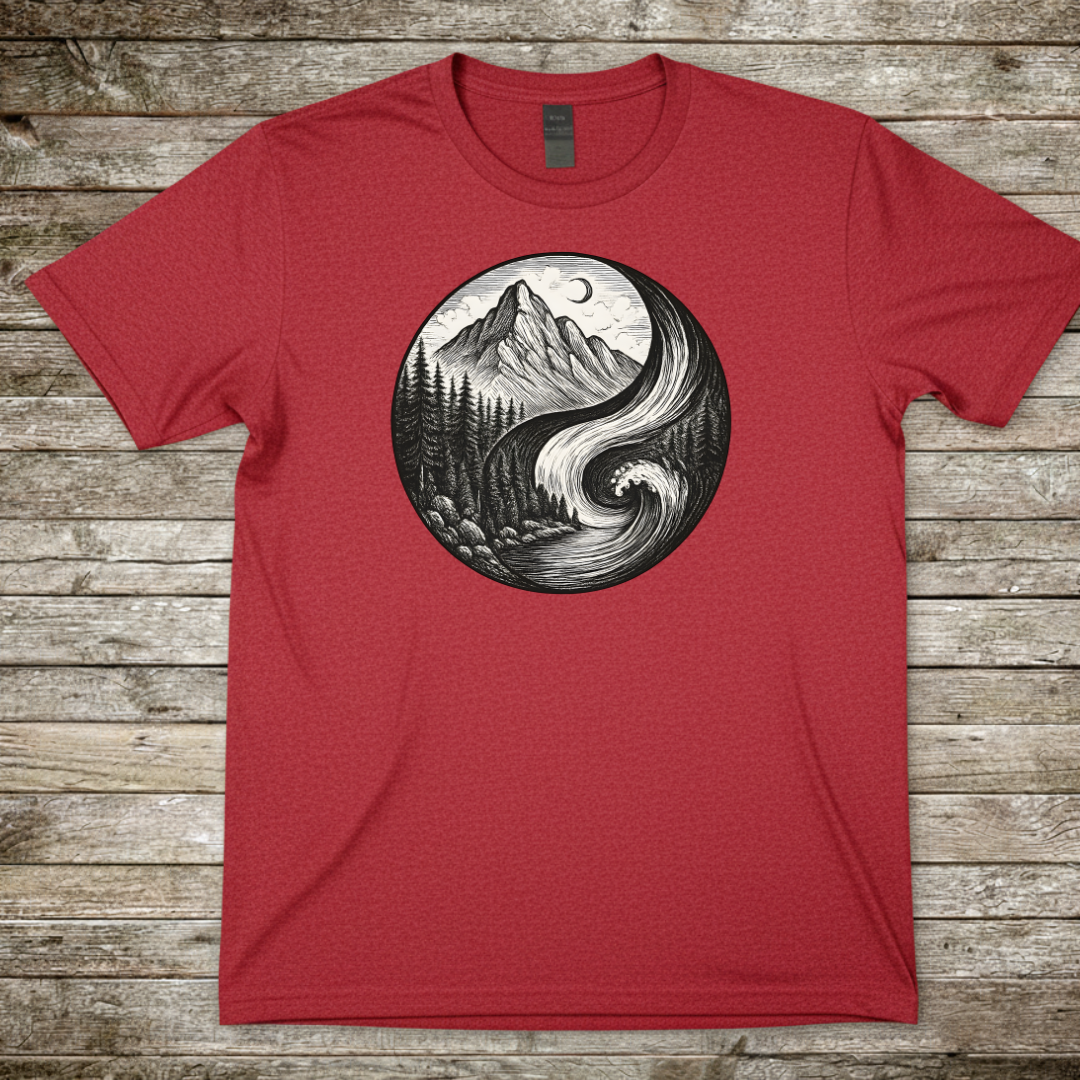 Printify T-Shirt Red / S Mountain & Wave T-Shirt Mountain & Wave T-Shirt
