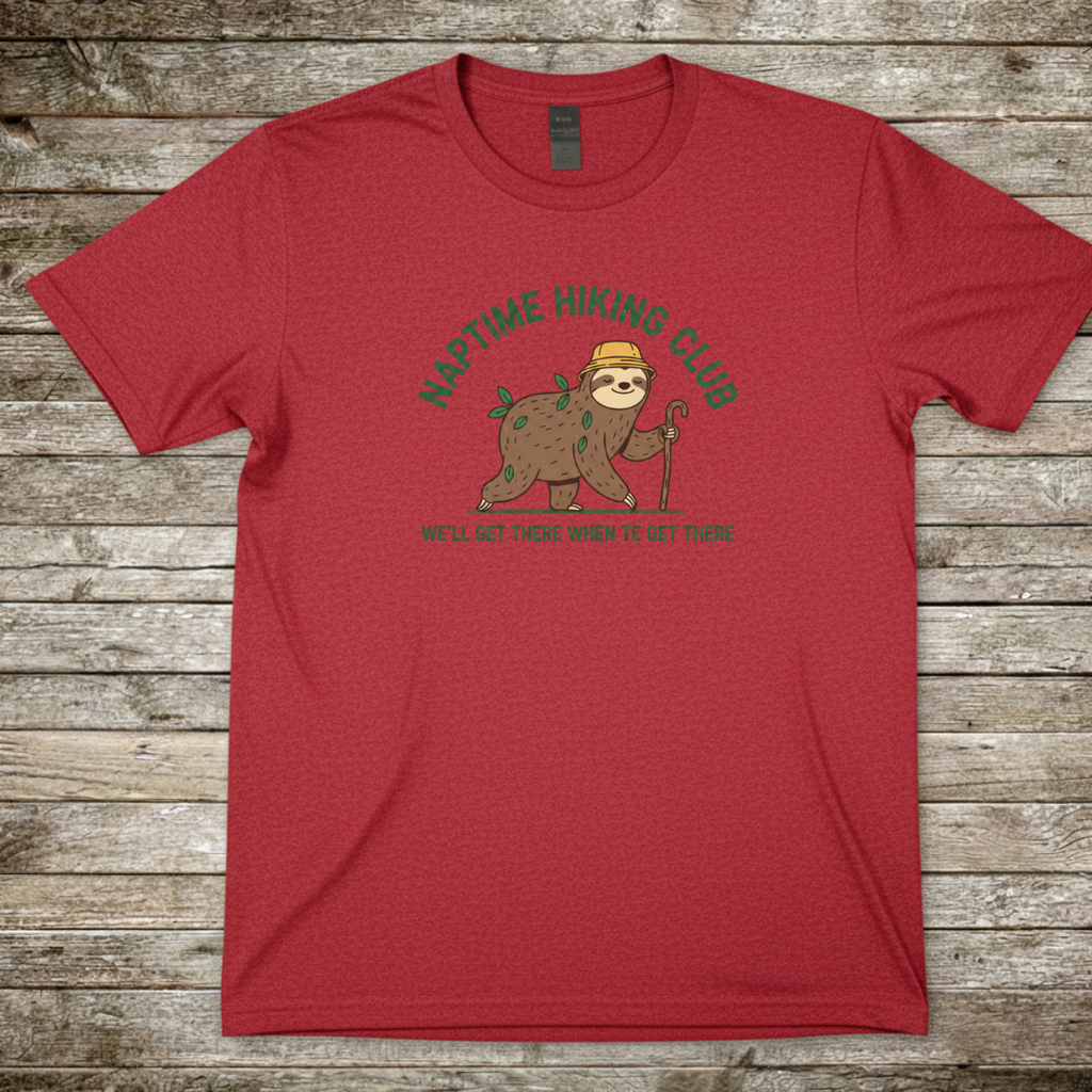 Printify T-Shirt Red / S Naptime Hiking Club T-Shirt Naptime Hiking Club T-Shirt