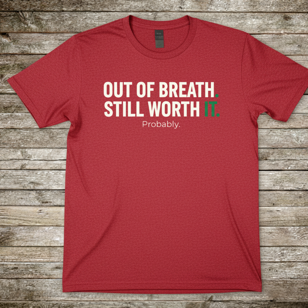 Printify T-Shirt Red / S Out Of Breath T-Shirt Out Of Breath T-Shirt