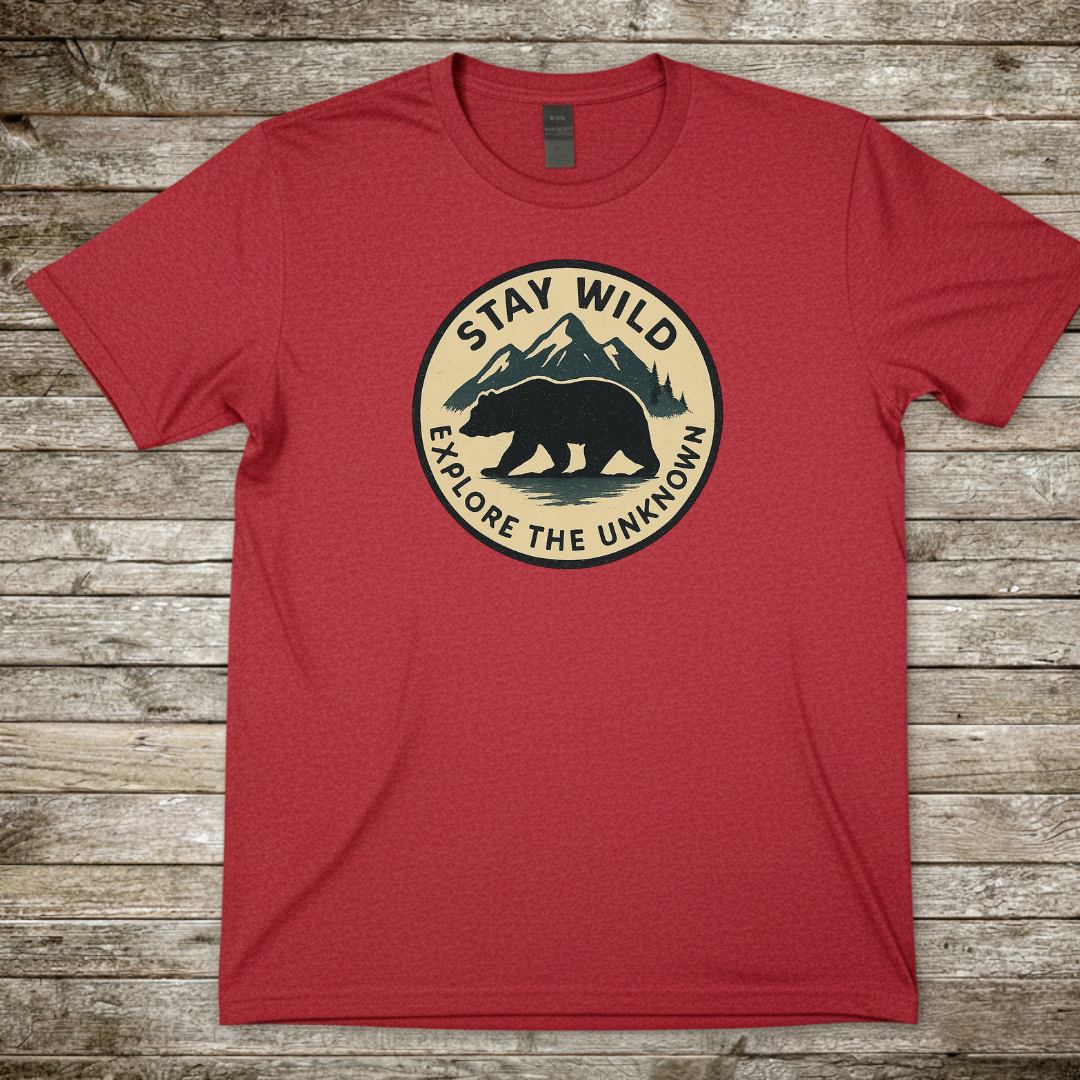Printify T-Shirt Red / S Stay Wild Bear T-Shirt Stay Wild Bear T-Shirt