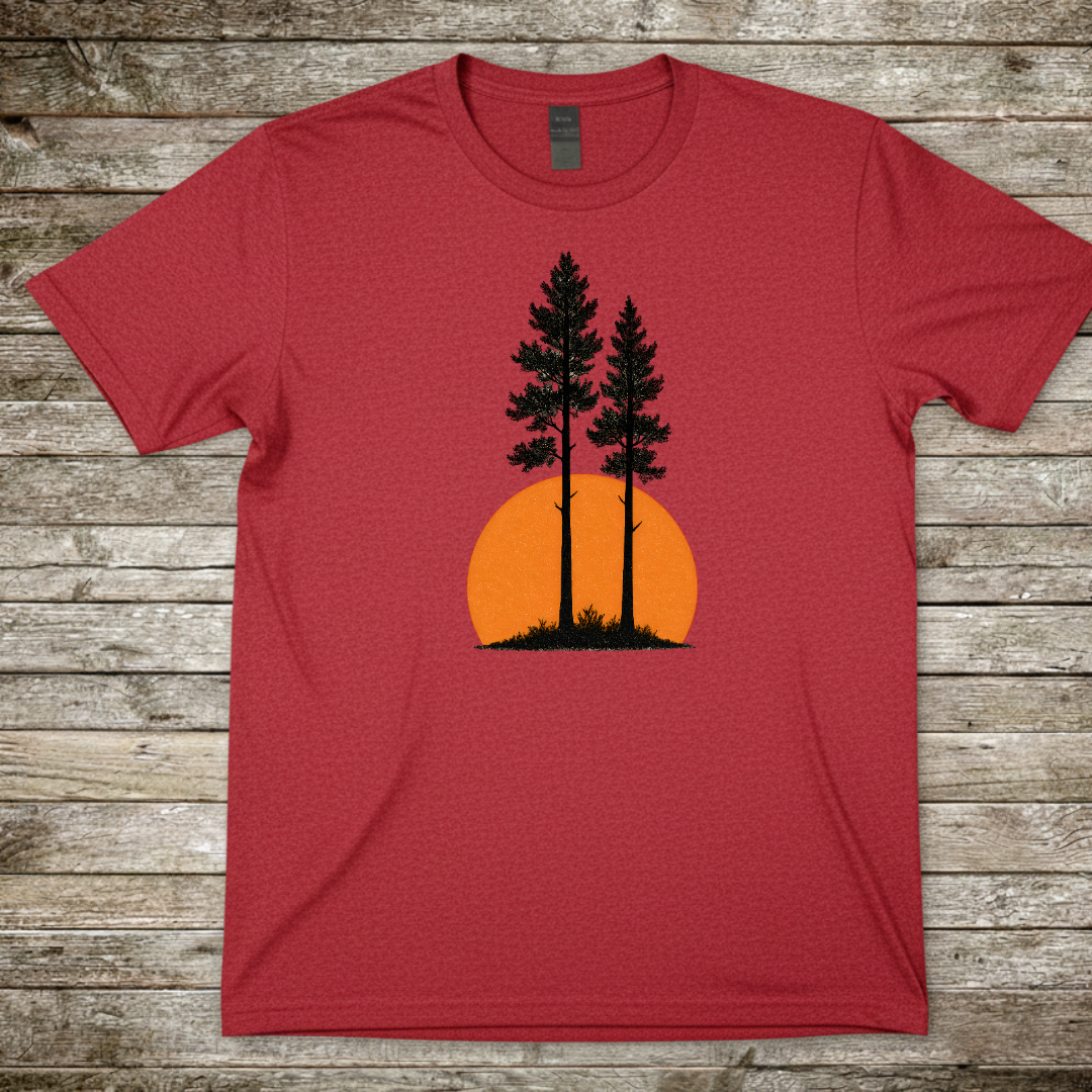 Printify T-Shirt Red / S Sunset Pine T-Shirt Sunset Pine T-Shirt