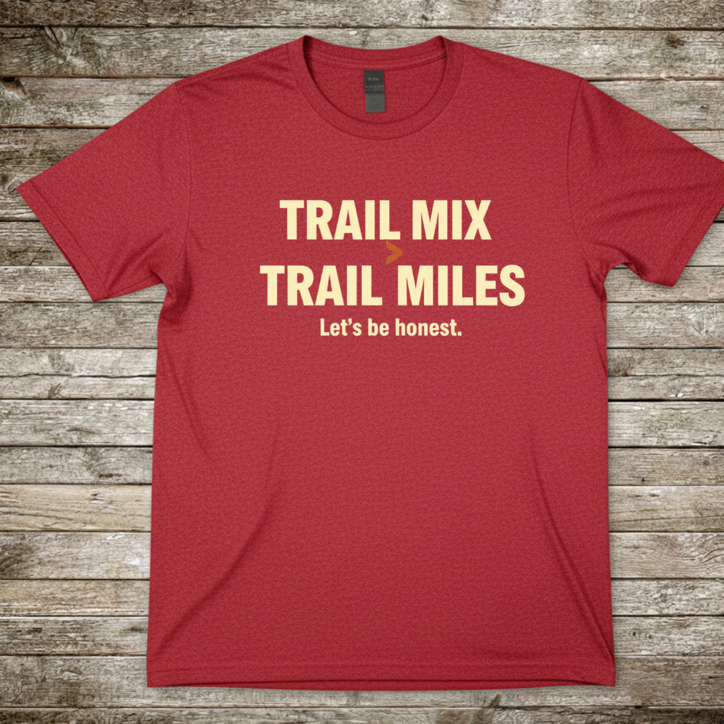 Printify T-Shirt Red / S Trail Mix, Trail Miles T-Shirt Trail Mix, Trail Miles T-Shirt