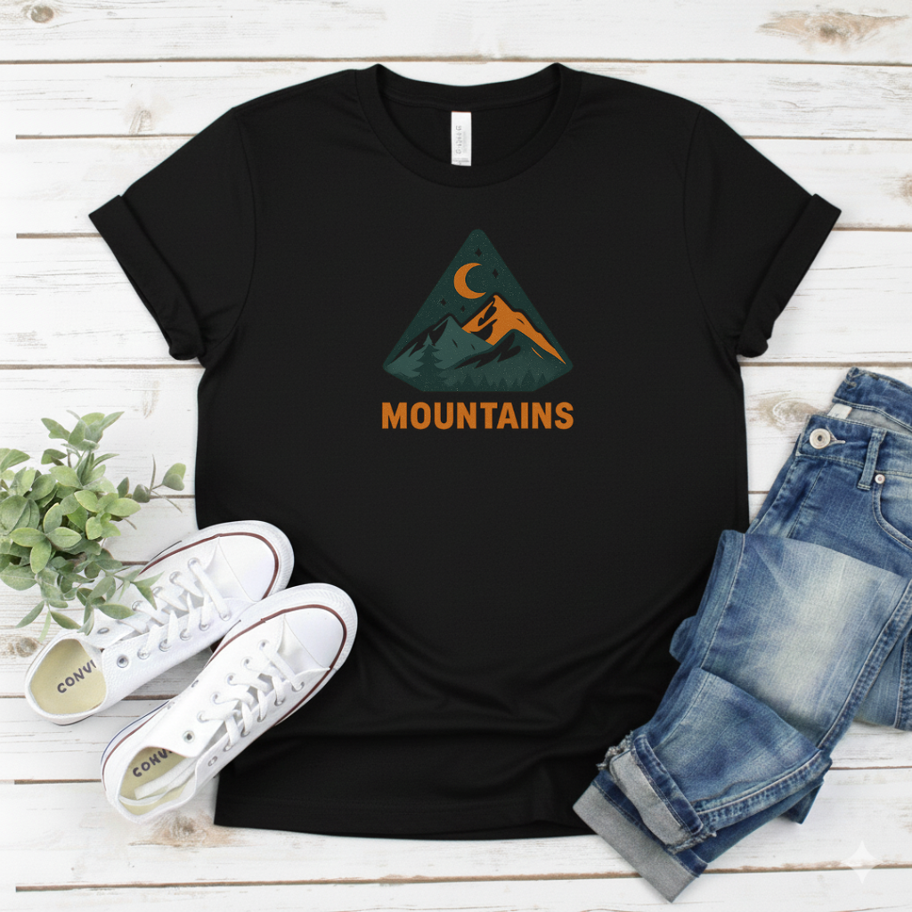 Printify T-Shirt Retro Night Mountain Camping Retro Night Mountain Camping