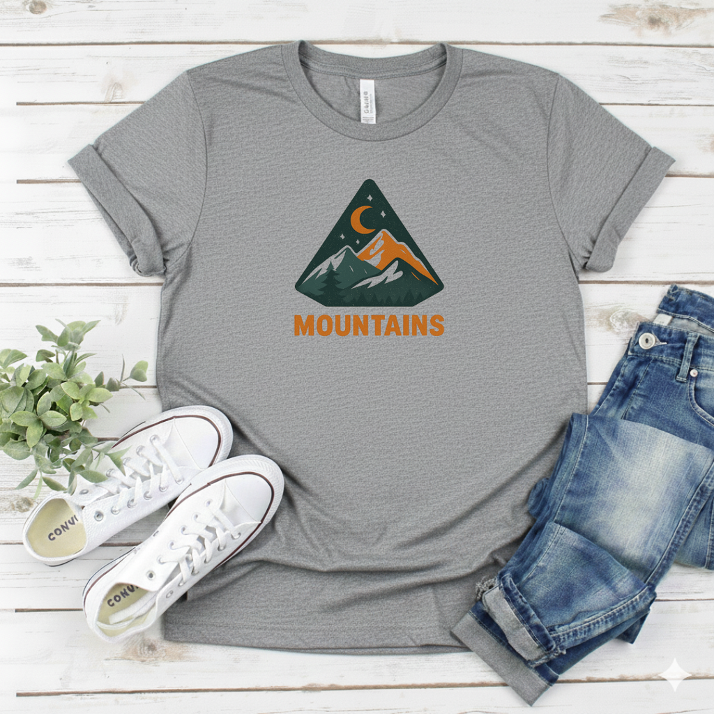 Printify T-Shirt Retro Night Mountain Camping Retro Night Mountain Camping
