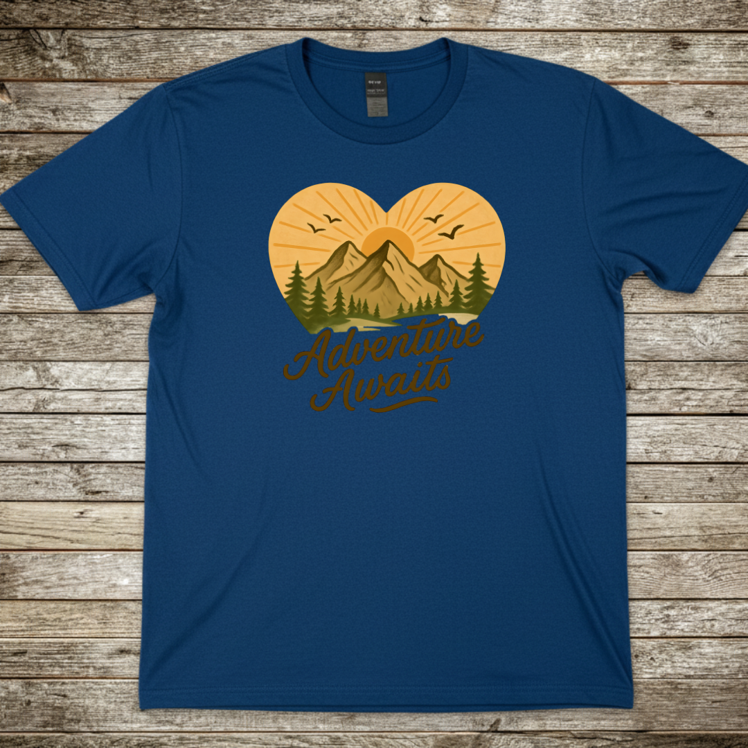 Printify T-Shirt Royal / S Adventure Awaits T-Shirt Adventure Awaits T-Shirt