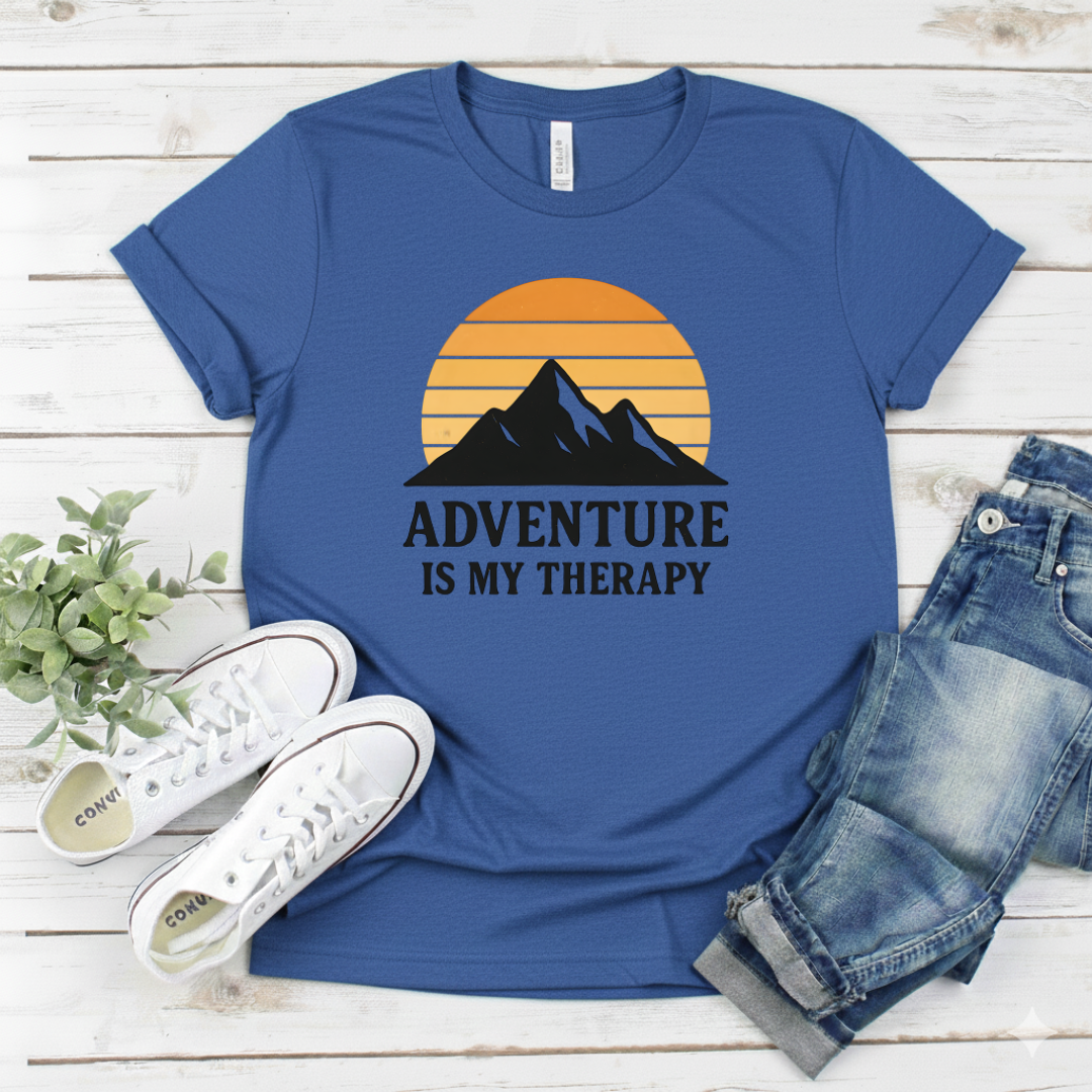 Printify T-Shirt Royal / S Adventure Is My Therapy Mountain T-Shirt Adventure Is My Therapy Mountain T-Shirt
