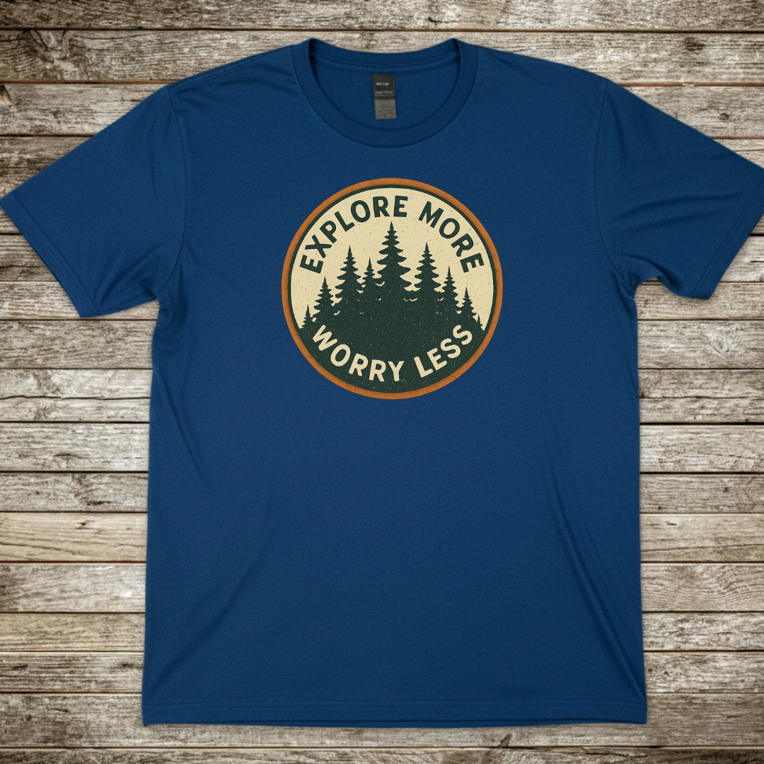 Printify T-Shirt Royal / S Explore More Worry Less T-Shirt Explore More Worry Less T-Shirt