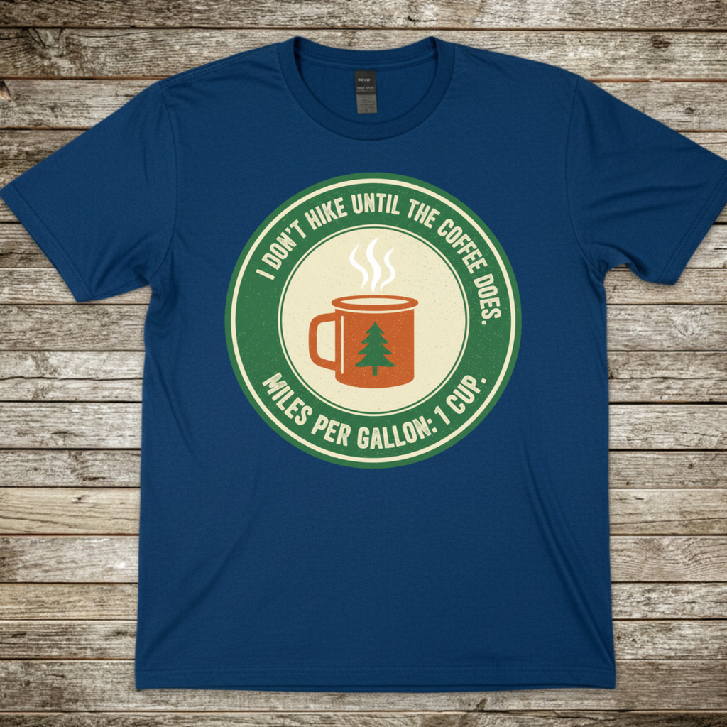 Printify T-Shirt Royal / S I Don't Hike Until Coffee Does T-Shirt I Don't Hike Until Coffee Does T-Shirt
