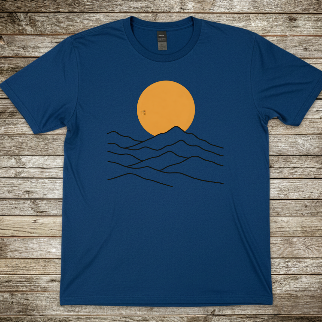 Printify T-Shirt Royal / S Minimal Sunset Mountain T-Shirt Minimal Sunset Mountain T-Shirt