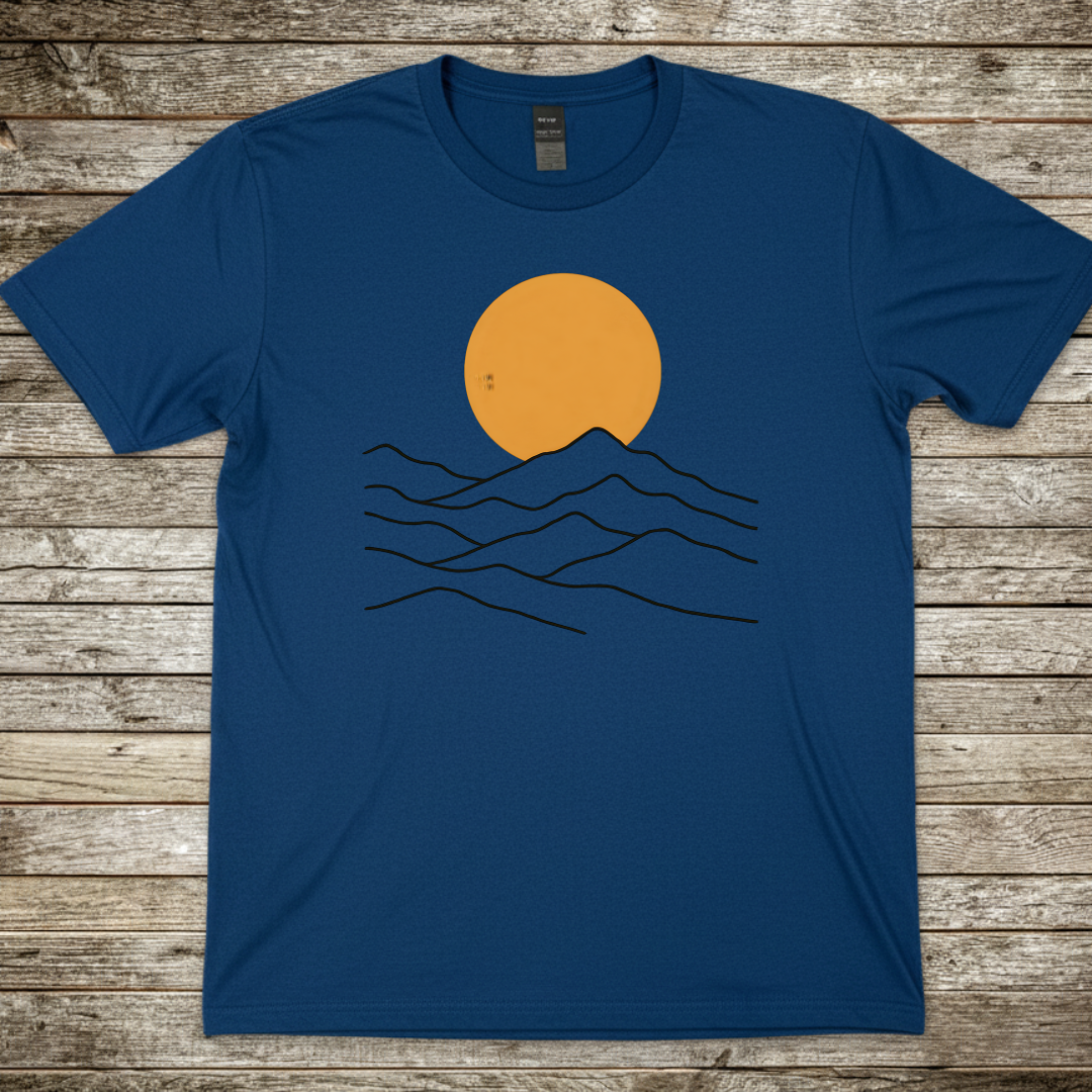 Printify T-Shirt Royal / S Minimal Sunset Mountain T-Shirt Minimal Sunset Mountain T-Shirt