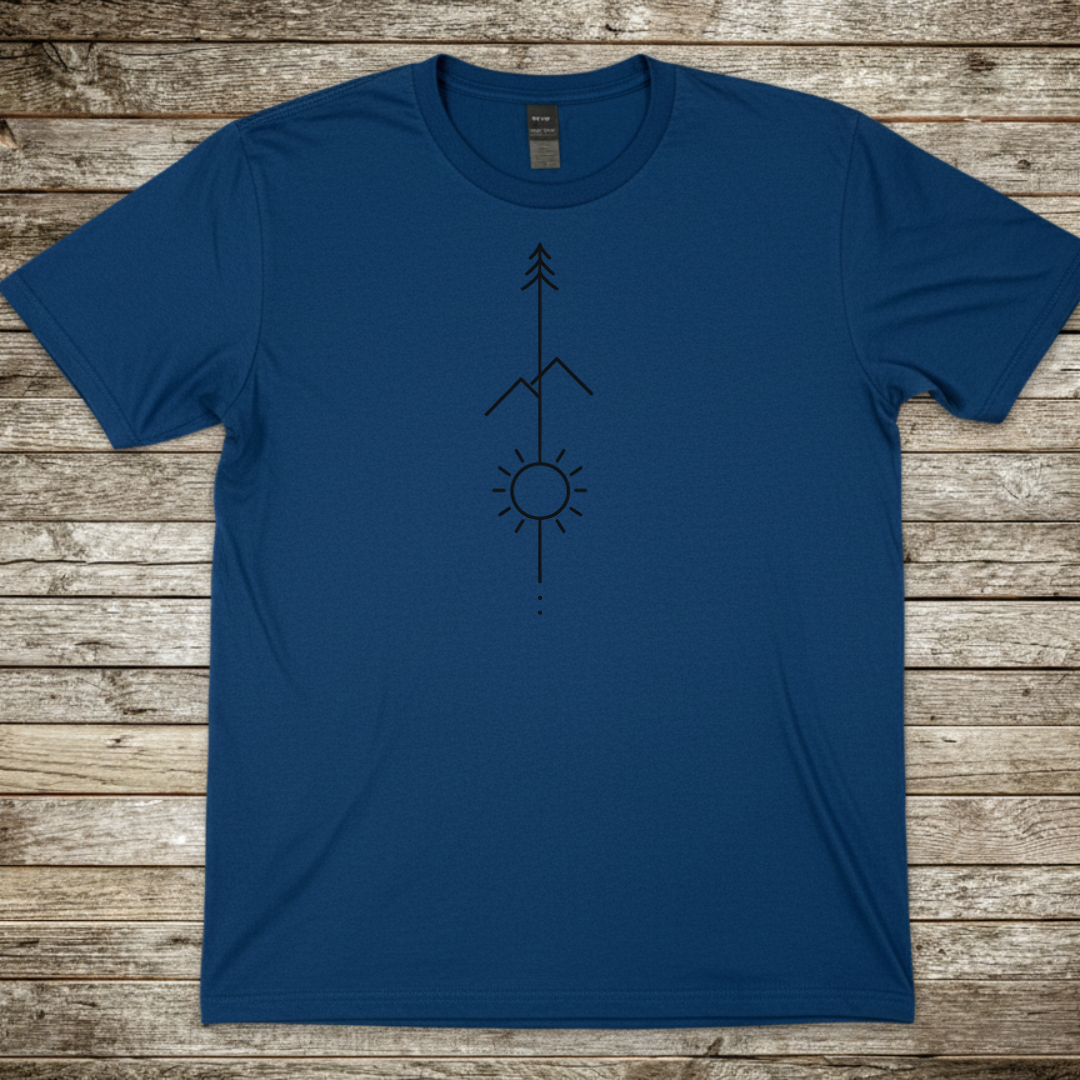 Printify T-Shirt Royal / S Minimalist Mountain & Sun T-Shirt Minimalist Mountain & Sun T-Shirt