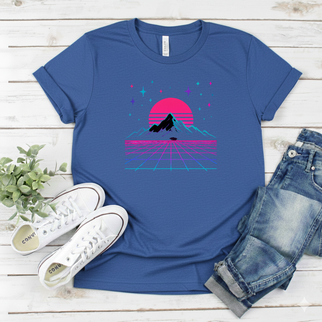 Printify T-Shirt Royal / S Retro Vaporwave Mountain Retro Vaporwave Mountain