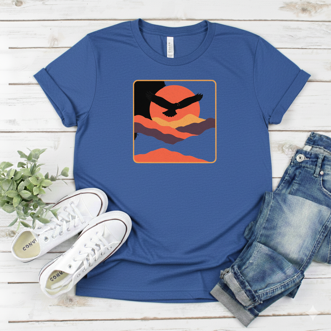 Printify T-Shirt Royal / S Sunset Mountains T-Shirt Sunset Mountains T-Shirt