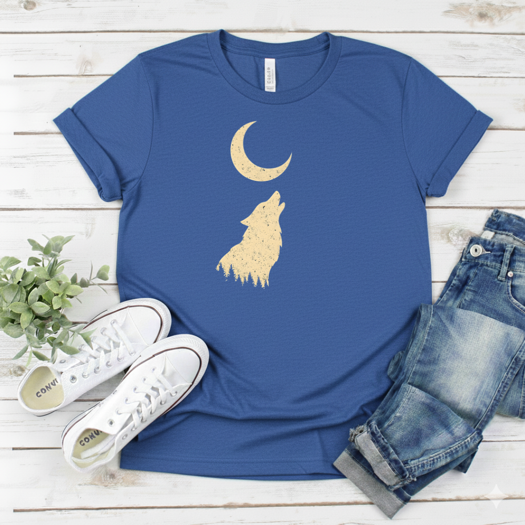 Printify T-Shirt Royal / S Wolf Howl Moon T-Shirt Wolf Howl Moon T-Shirt