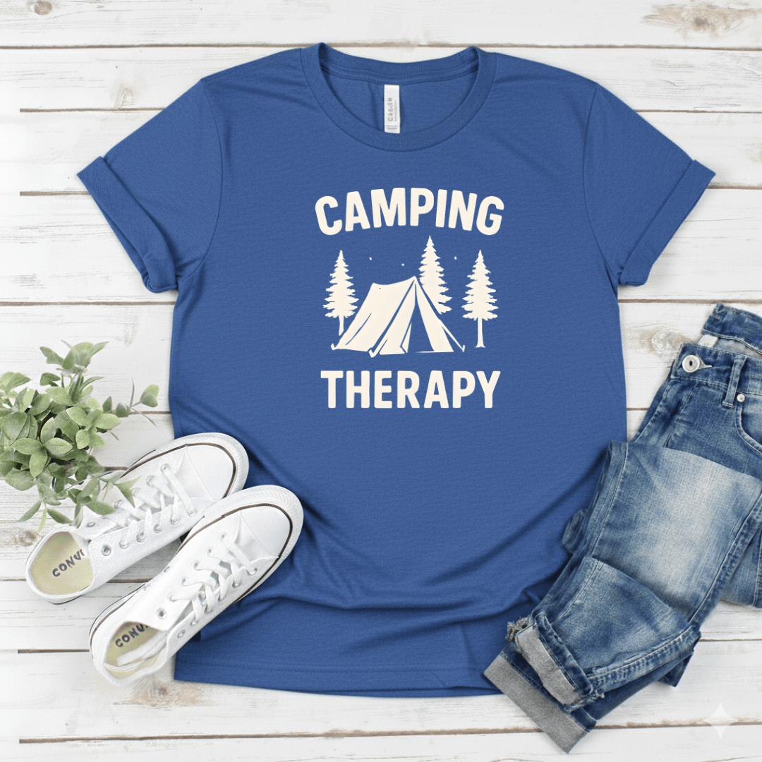 Printify T-Shirt Royal / XS Camping Therapy T-Shirt Camping Therapy T-Shirt