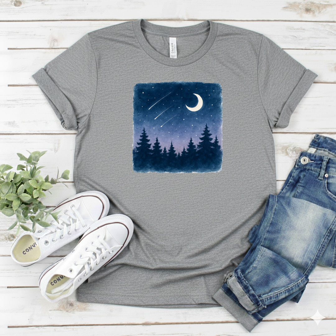 Printify T-Shirt Sport Grey / S Crescent Moon & Shooting Stars Crescent Moon & Shooting Stars