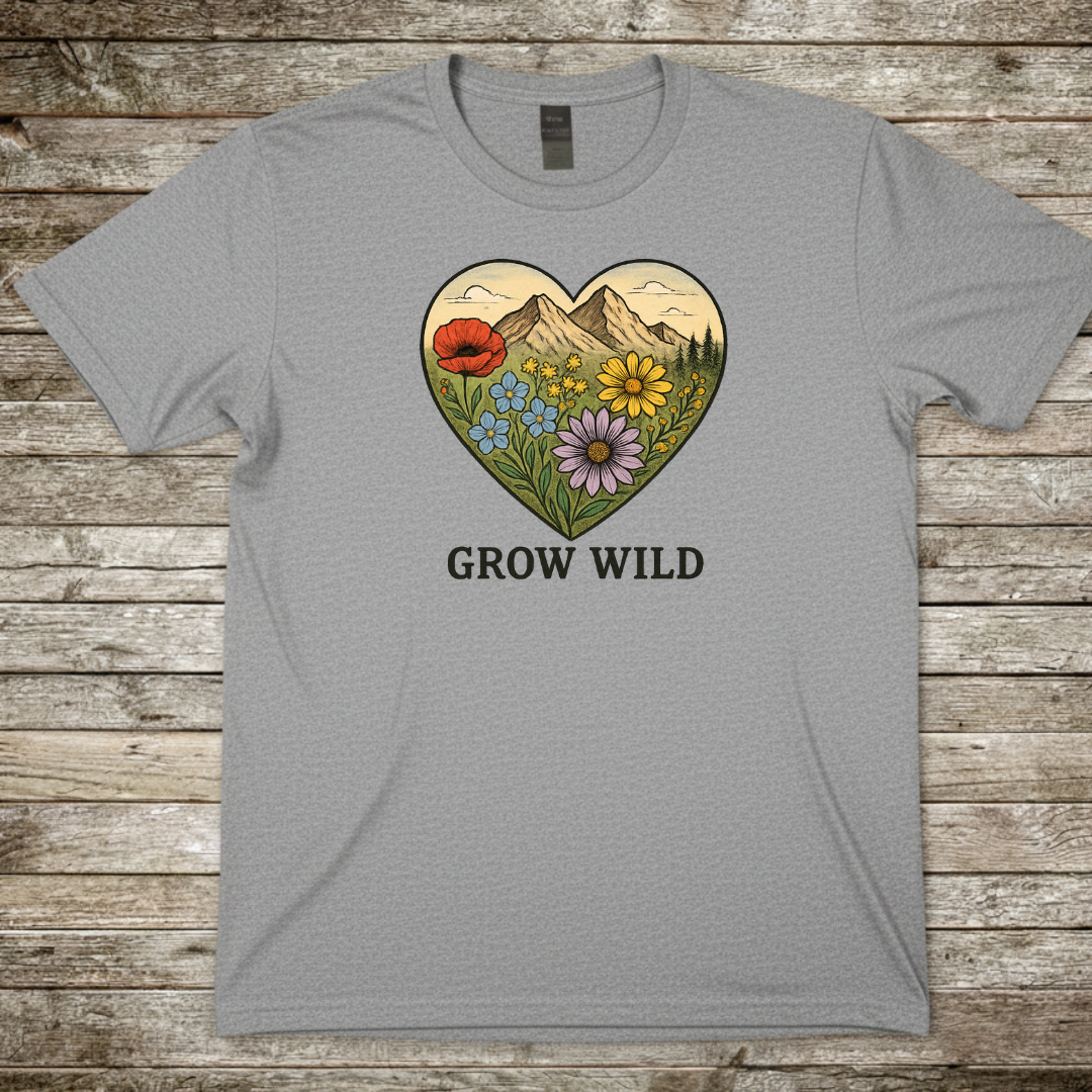 Printify T-Shirt Sport Grey / S Grow Wild Floral Heart T-Shirt Grow Wild Floral Heart T-Shirt