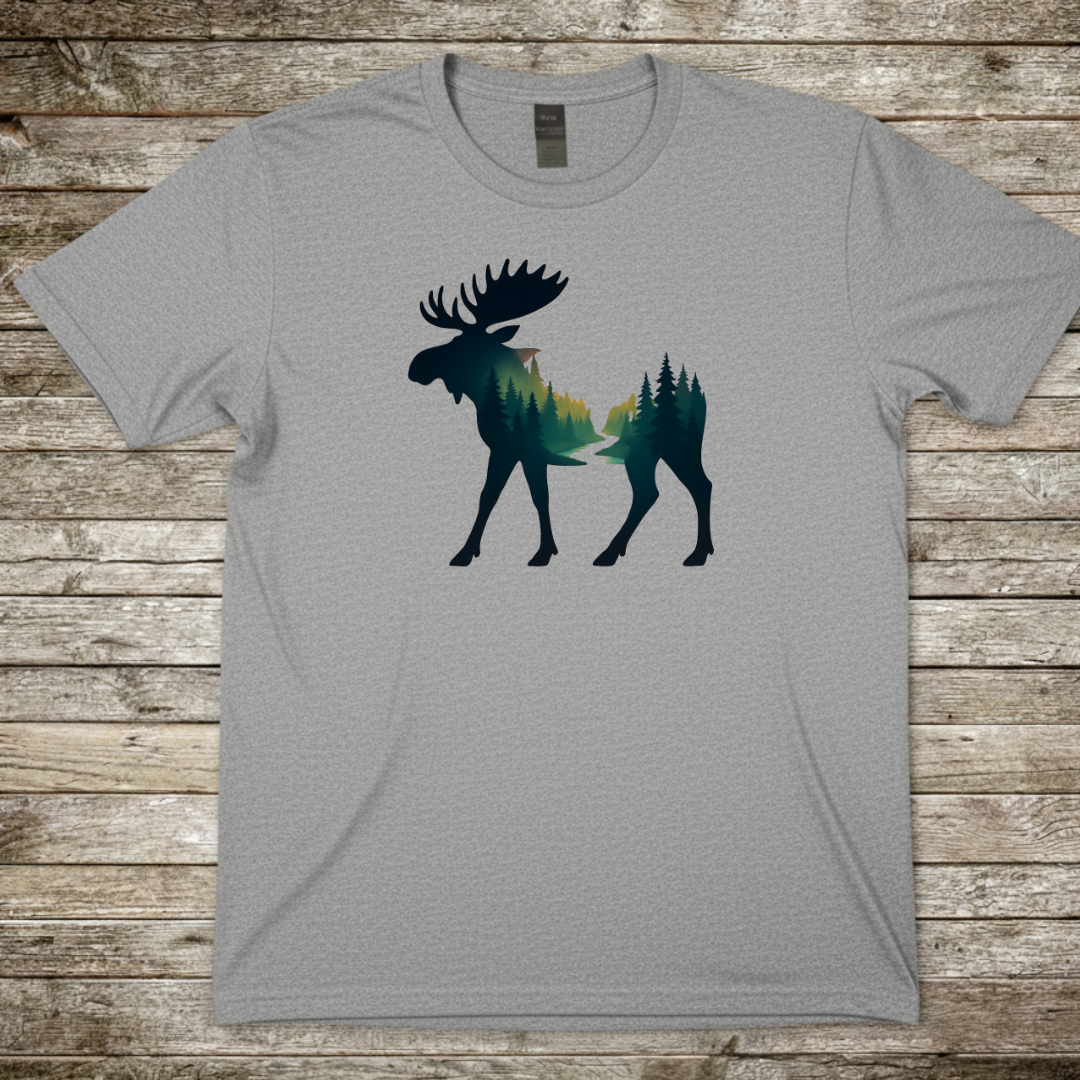 Printify T-Shirt Sport Grey / S Moose Silhouette Forest T-Shirt Moose Silhouette Forest T-Shirt