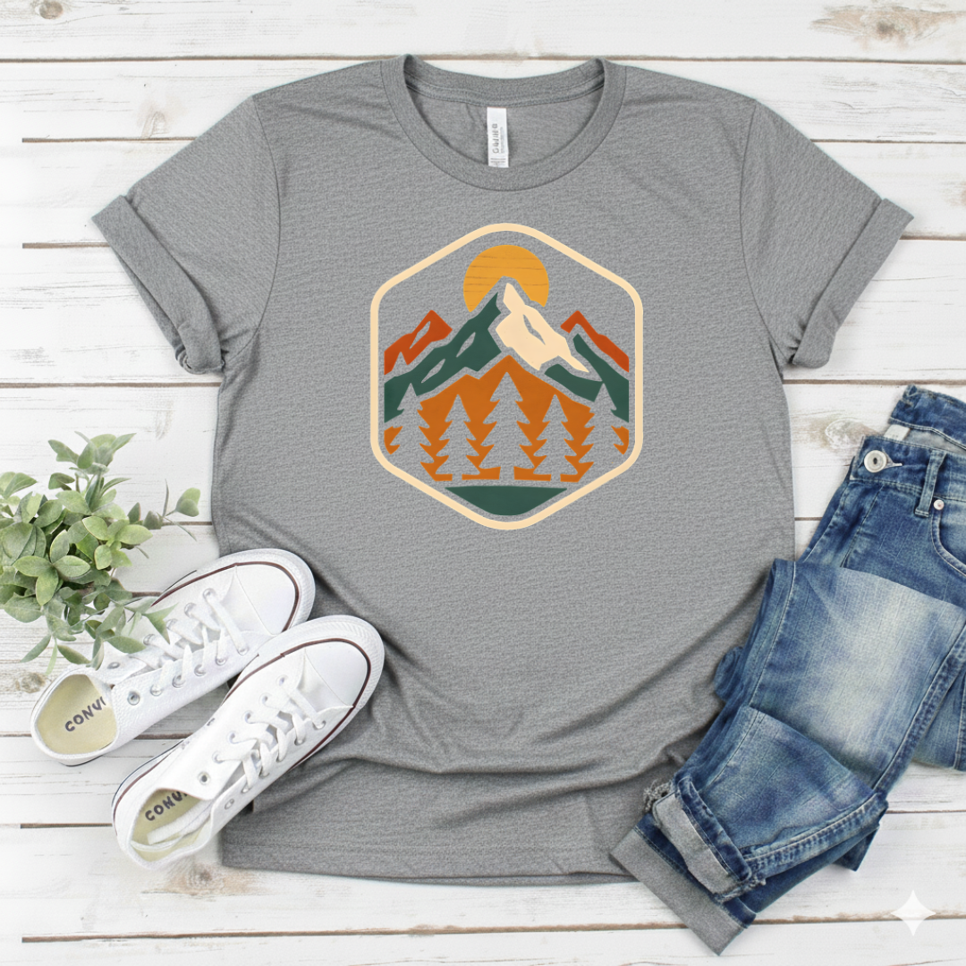 Printify T-Shirt Sport Grey / S Mountain Camp Badge T-Shirt Mountain Camp Badge T-Shirt