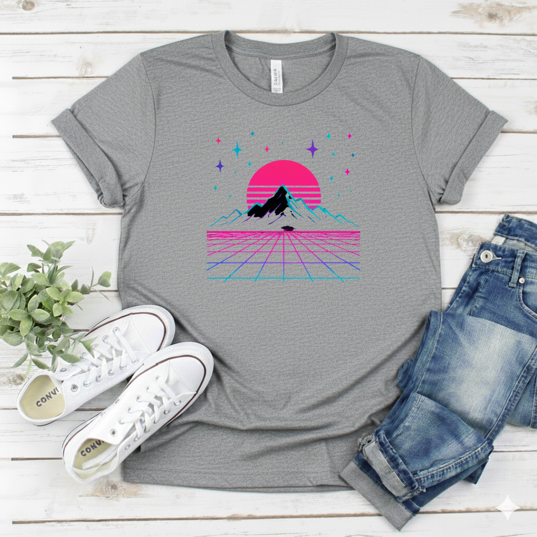 Printify T-Shirt Sport Grey / S Retro Vaporwave Mountain Retro Vaporwave Mountain