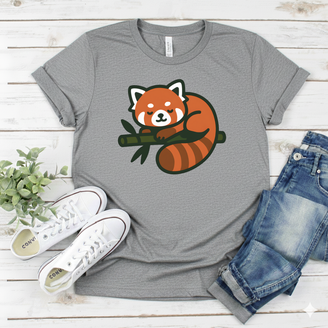 Printify T-Shirt Sport Grey / S Sleeping Red Panda on Bamboo Sleeping Red Panda on Bamboo