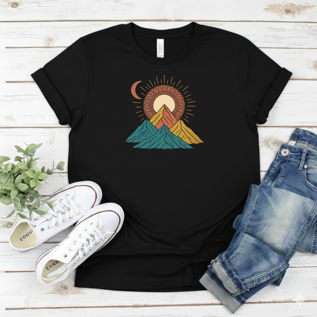Printify T-Shirt Sunrise Mountain Graphic Sunrise Mountain Graphic