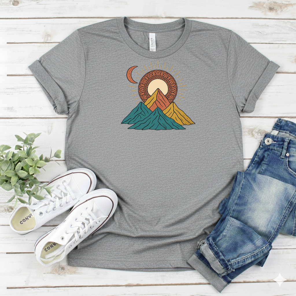 Printify T-Shirt Sunrise Mountain Graphic Sunrise Mountain Graphic