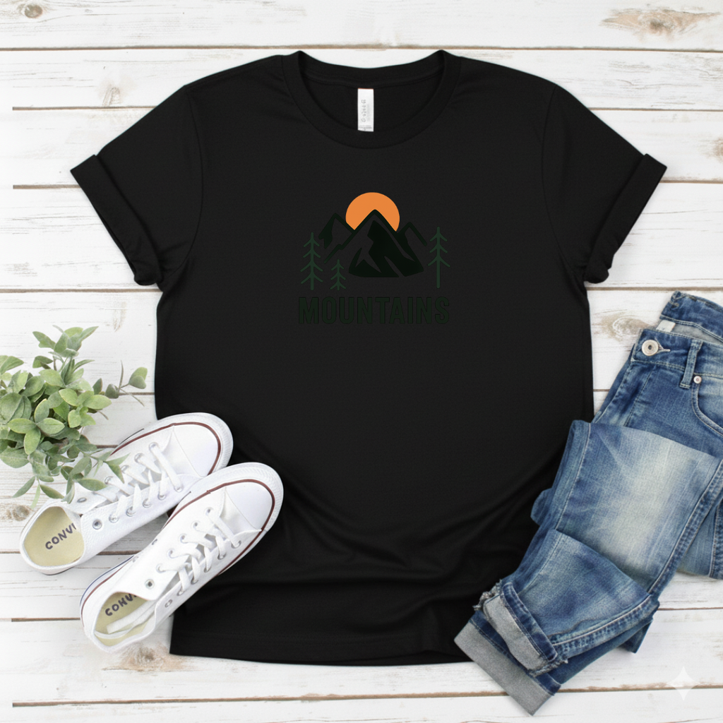 Printify T-Shirt Sunset Mountain Adventure Sunset Mountain Adventure